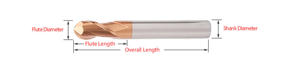 HRC55 HRC60 Carbide Máy nghiền bi côn cuối TiAlN tráng